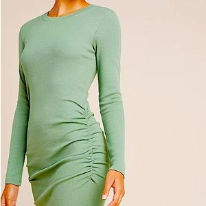 🎄5/$40. Stateside Kate Ribbed Dress Ruched Sides Sage Green